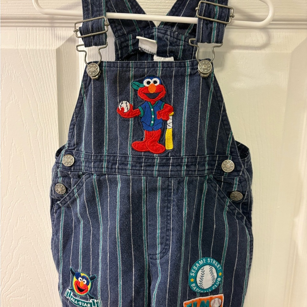 Baseball Elmo Striped Shortalls for Kids